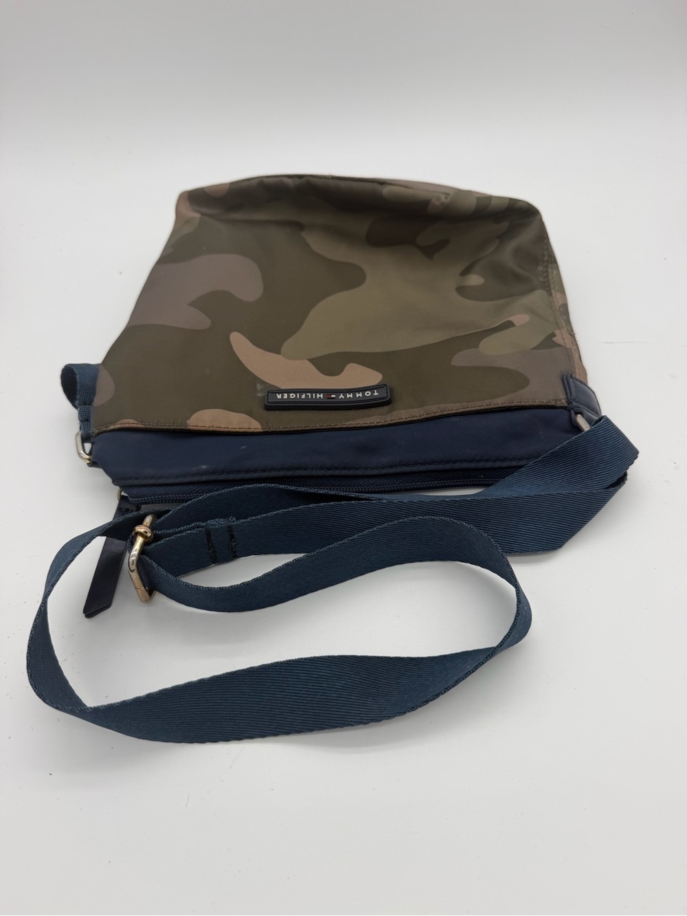 Tommy Hilfiger Camo Messenger Bag with Navy Strap
